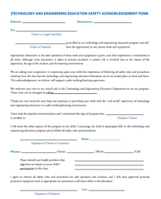 Safety Acknowledgement Form